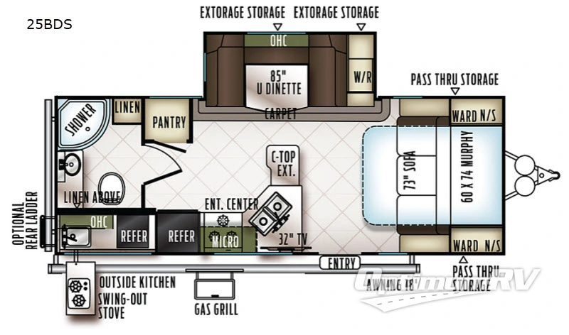 2018 Forest River Flagstaff Micro Lite 25BDS Floorplan Photo