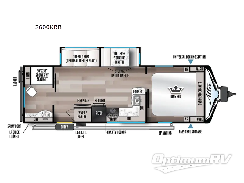 2023 East To West Alta 2600KRB RV Floorplan Photo