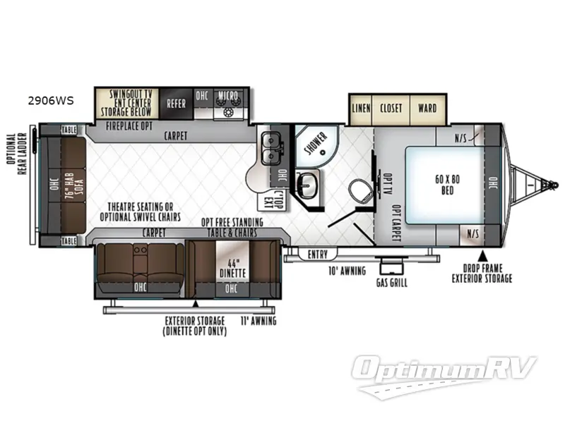 2018 Forest River Rockwood Ultra Lite 2906WS Floorplan Photo