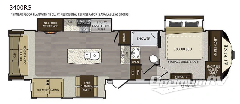2019 Keystone alpine 3400RS Floorplan Photo