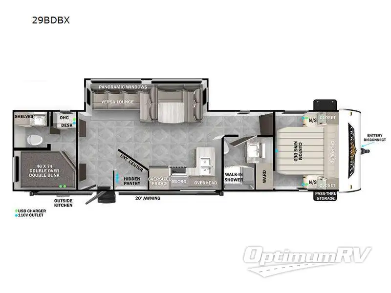 2023 Forest River Wildwood 29BDBX Floorplan Photo
