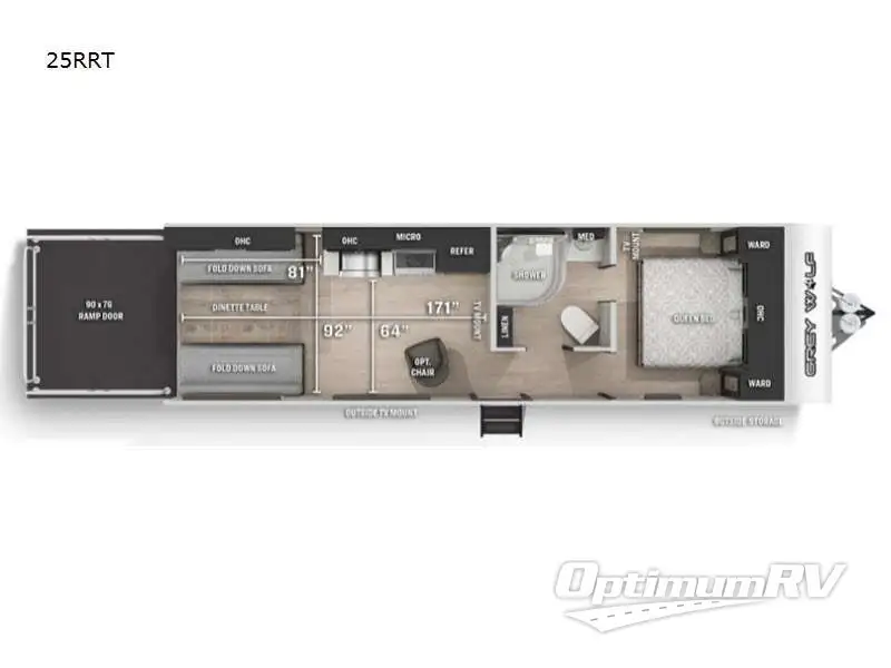 2021 Forest River Cherokee Grey Wolf 25RRT Floorplan Photo