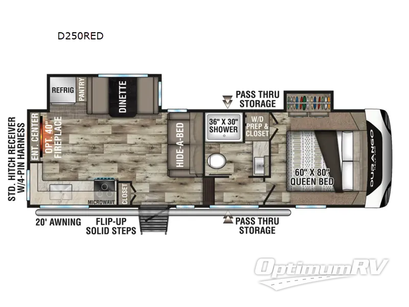 2024 KZ Durango Half-Ton D250RED RV Floorplan Photo