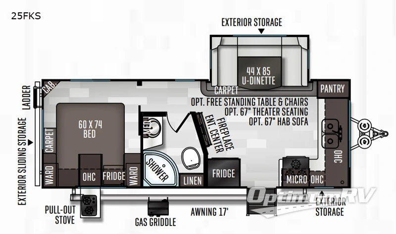 2020 Forest River Flagstaff Micro Lite 25FKS Floorplan Photo