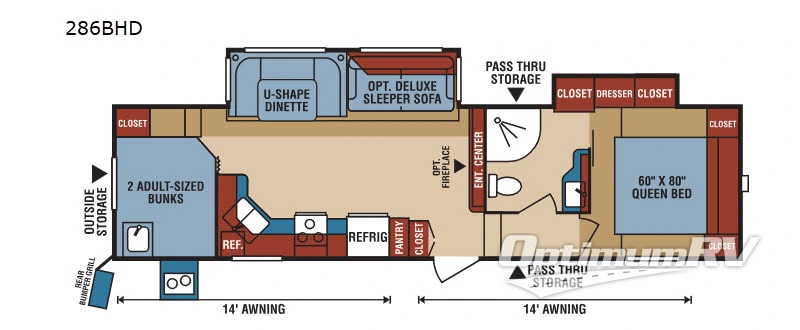 2018 KZ Durango 1500 D286BHD Floorplan Photo