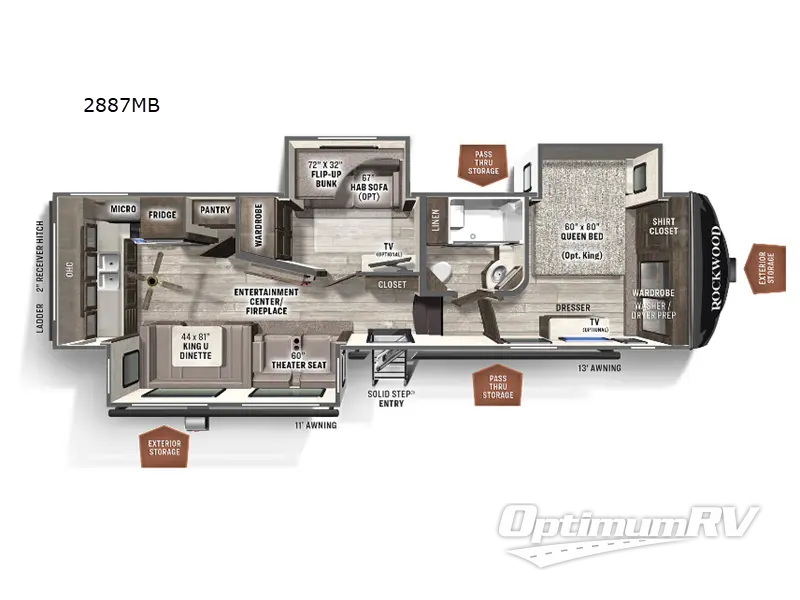 2022 Forest River Rockwood Ultra Lite 2887MB Floorplan Photo