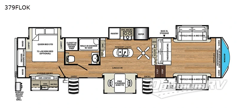 2019 Forest River Sandpiper 379FLOK Floorplan Photo