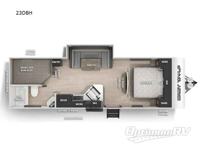 2022 Forest River Cherokee Grey Wolf 23DBH Floorplan Photo