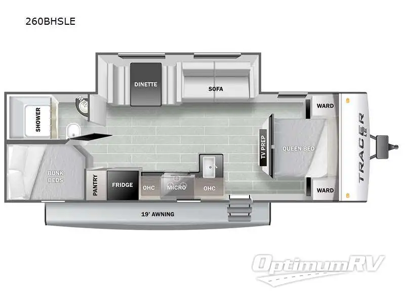 2021 Prime Time Tracer 260BHSLE RV Floorplan Photo