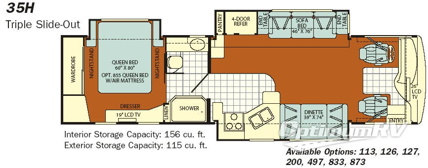 2008 Fleetwood Discovery 35H Floorplan Photo