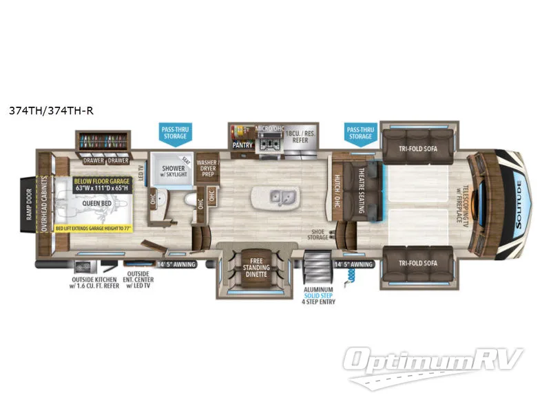2018 Grand Design Solitude 374TH RV Floorplan Photo