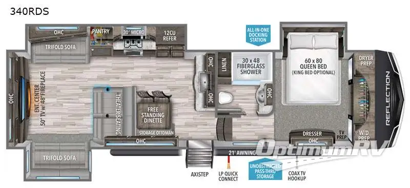 2021 Grand Design Reflection 340RDS Floorplan Photo