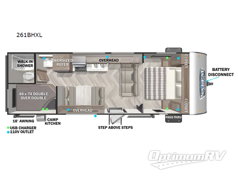 2022 Forest River Salem Cruise Lite 261BHXL Floorplan Photo