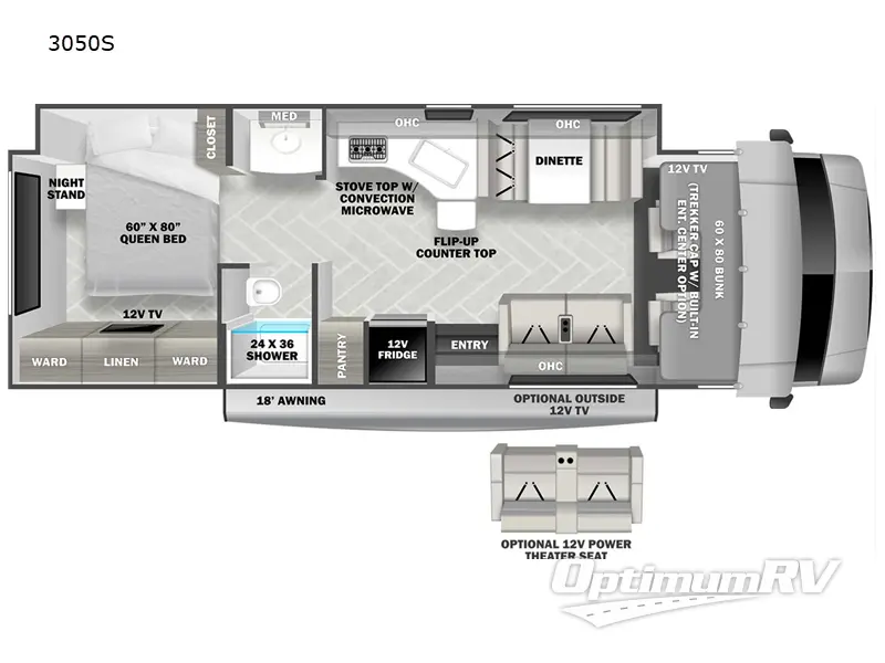 2024 Forest River Sunseeker Classic 3050S Ford RV Floorplan Photo
