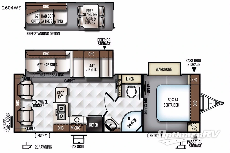 2017 Forest River Rockwood Ultra Lite 2604WS RV Floorplan Photo