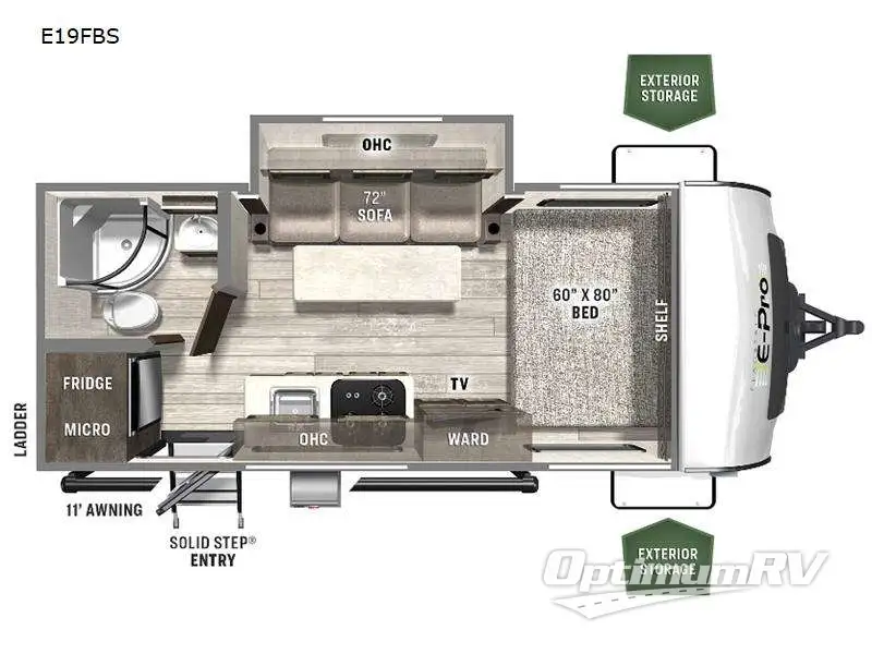 2023 Forest River Flagstaff E-Pro E19FBS RV Floorplan Photo