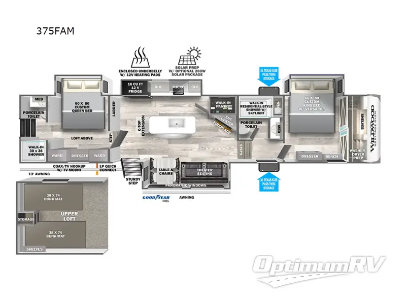 2024 Forest River Wildwood Heritage Glen 375FAM Floorplan Photo
