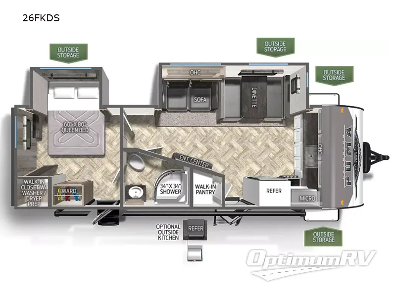 2024 Palomino Puma 26FKDS RV Floorplan Photo