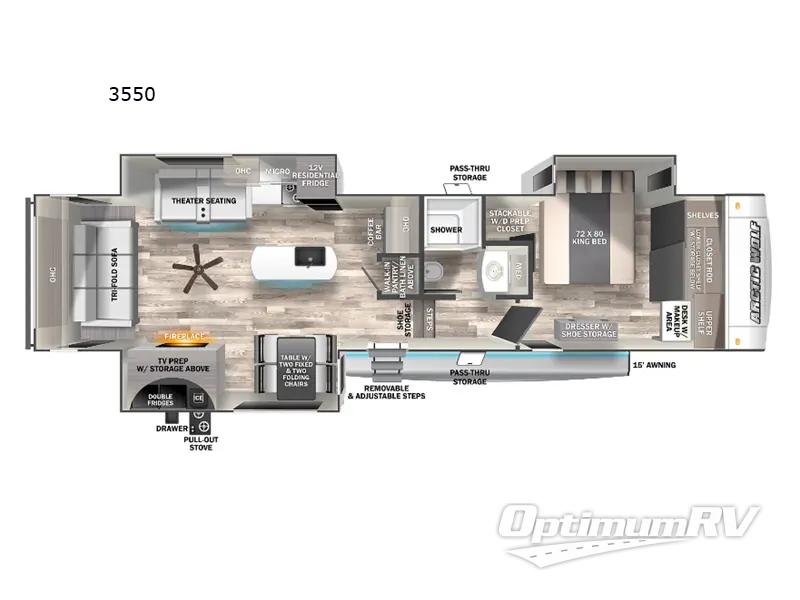 2023 Forest River Cherokee Arctic Wolf Suite 3550 RV Floorplan Photo