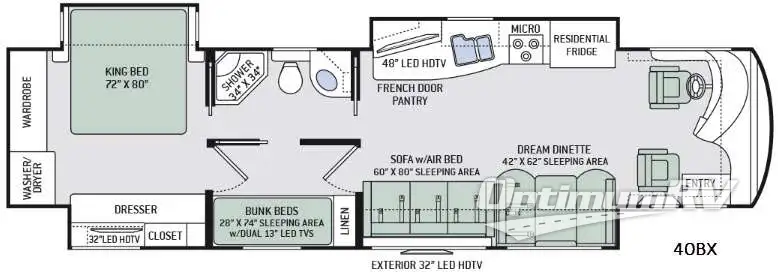 2017 Thor Tuscany XTE 40BX RV Floorplan Photo