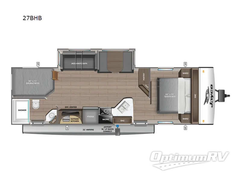 2023 Jayco Jay Feather 27BHB Floorplan Photo