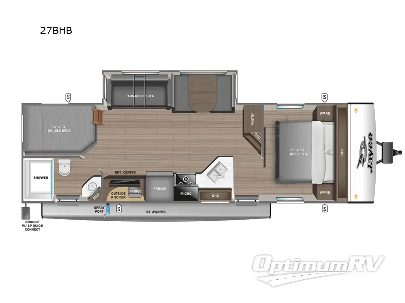 2024 Jayco Jay Feather 27BHB Floorplan Photo