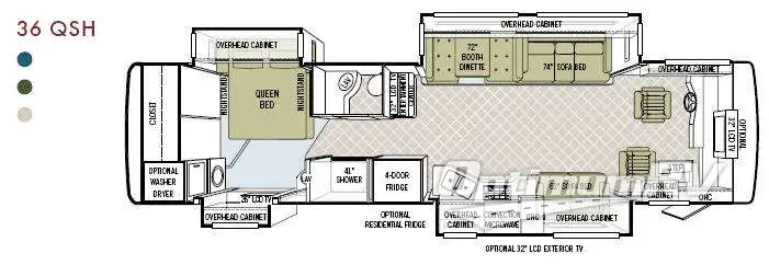 2009 Tiffin Phaeton 36 QSH Floorplan Photo