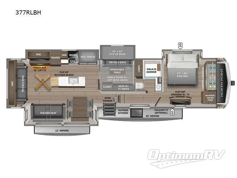 2024 Jayco North Point 377RLBH Floorplan Photo