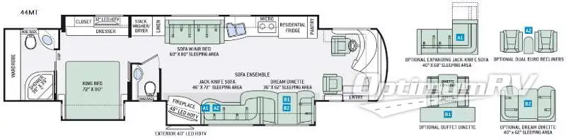 2016 Thor Tuscany 44MT Floorplan Photo