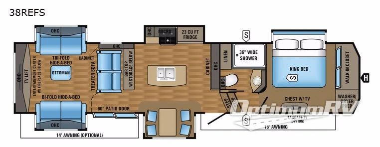 2017 Jayco Pinnacle 38REFS RV Floorplan Photo