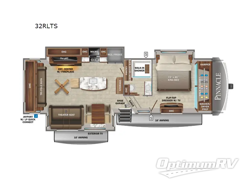 2022 Jayco Pinnacle 32RLTS Floorplan Photo