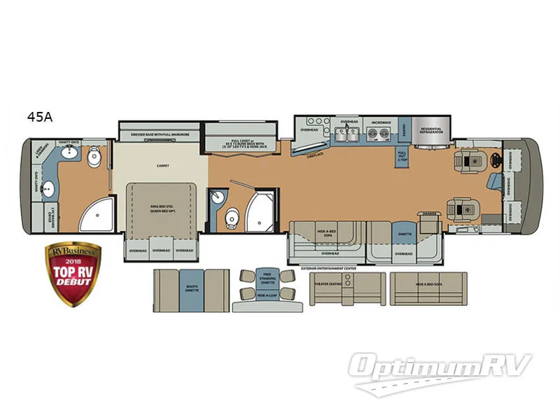 2019 Forest River Berkshire XLT 45A RV Floorplan Photo