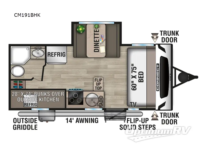 2024 KZ Connect Mini CM191BHK RV Floorplan Photo