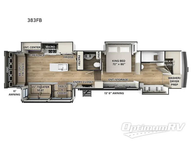 2024 Palomino Columbus 383FB Floorplan Photo