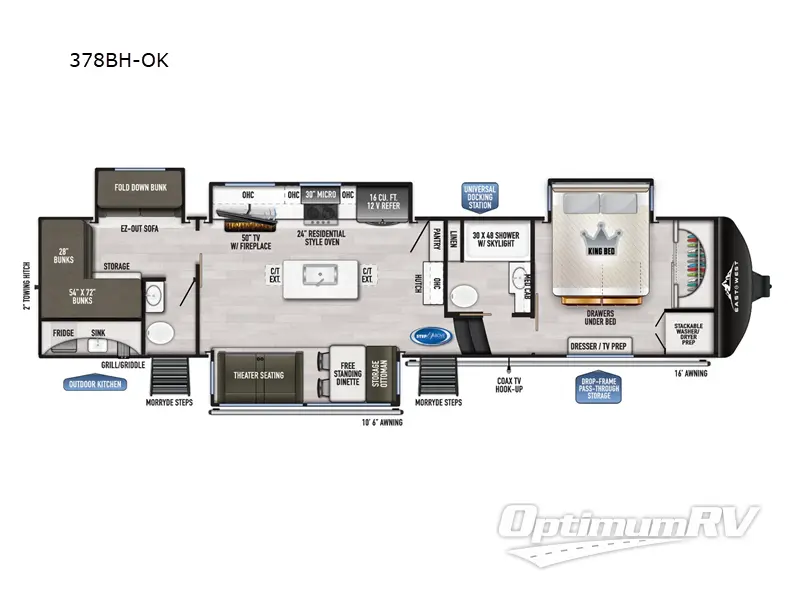 2024 East To West Ahara 378BH-OK RV Floorplan Photo