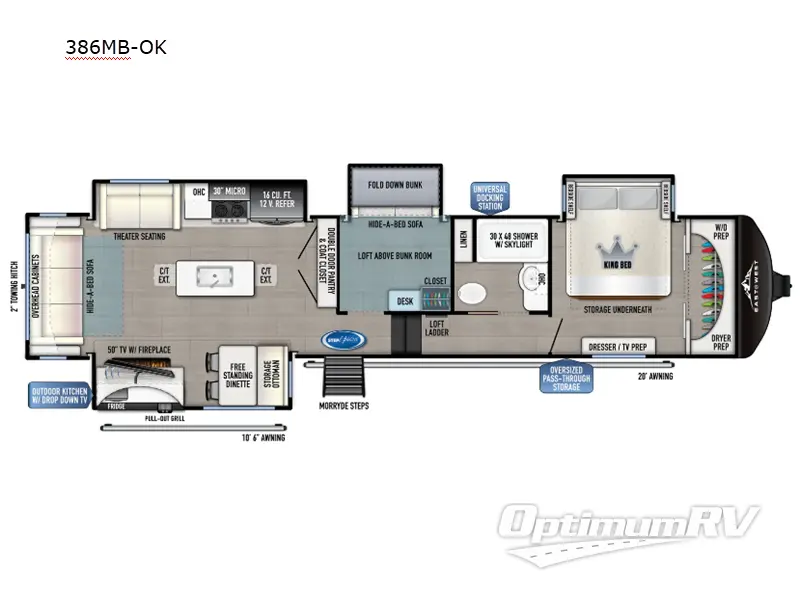 2024 East To West Tandara 386MB-OK Floorplan Photo