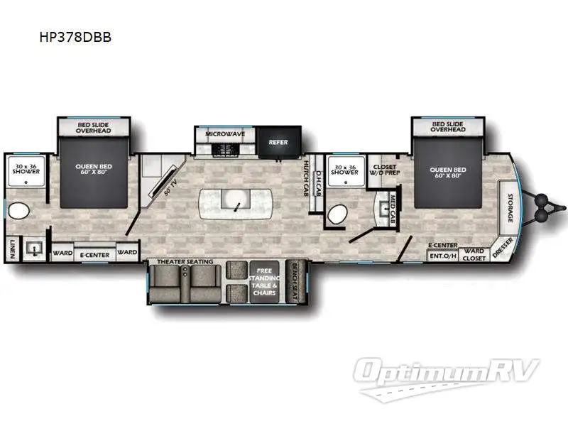 2024 CrossRoads Hampton HP378DBB Floorplan Photo