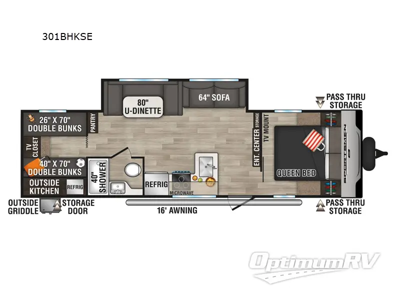 2024 KZ Sportsmen SE 301BHKSE Floorplan Photo