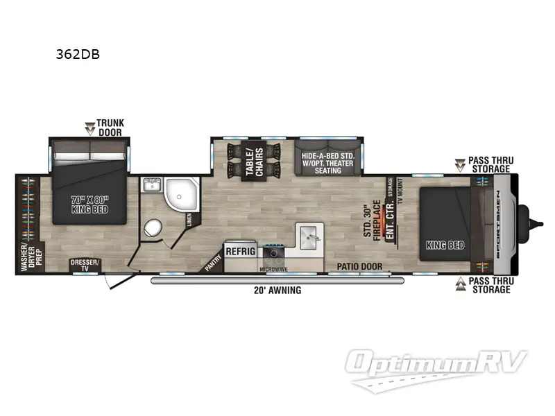 2024 KZ Sportsmen 362DB RV Floorplan Photo