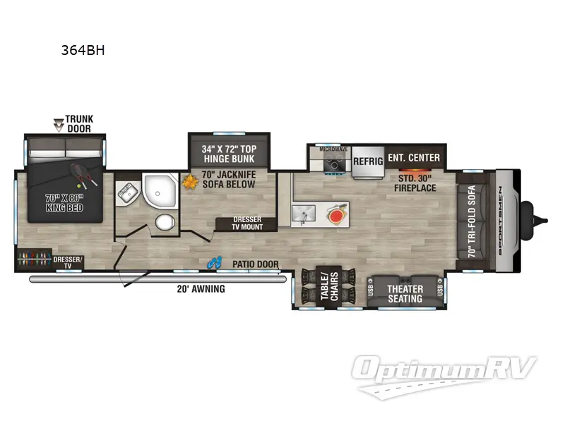 2024 KZ Sportsmen 364BH Floorplan Photo