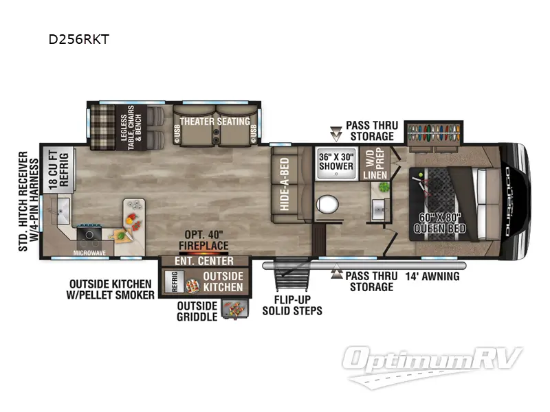 2024 KZ Durango Half-Ton D256RKT Floorplan Photo