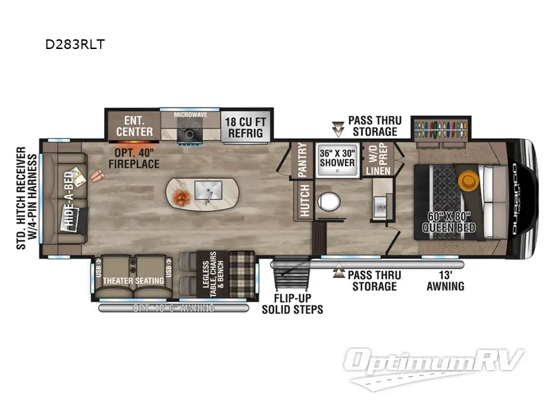 2024 KZ Durango Half-Ton D283RLT RV Floorplan Photo