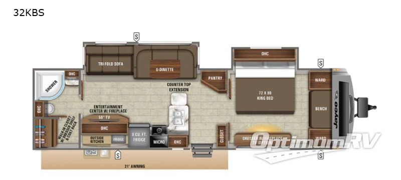 2020 Jayco White Hawk 32KBS RV Floorplan Photo