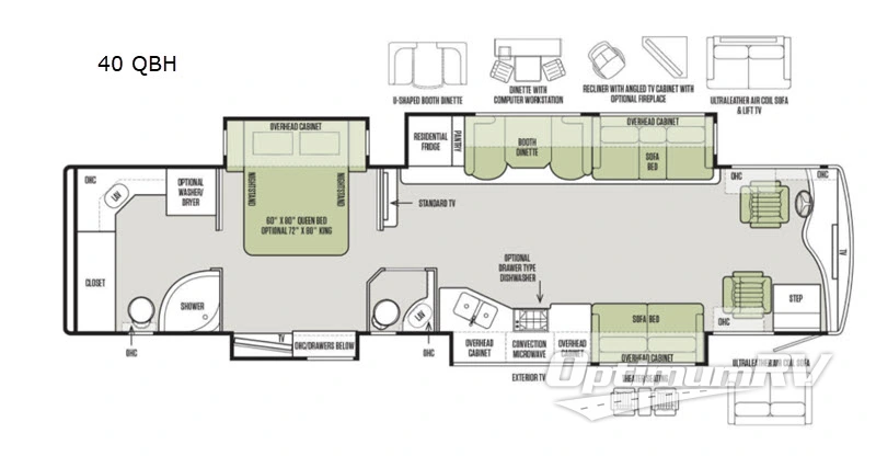 2019 Tiffin Phaeton 40QBH Floorplan Photo