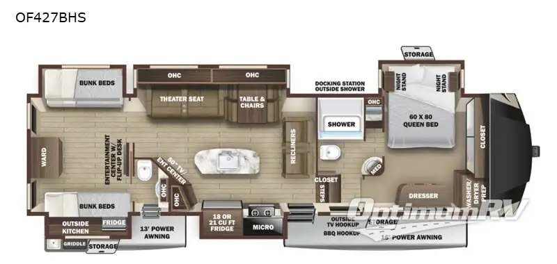 2021 Highland Ridge Open Range OF427BHS Floorplan Photo