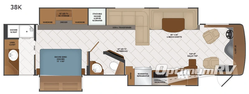 2019 Fleetwood Pace Arrow LXE 38K Floorplan Photo
