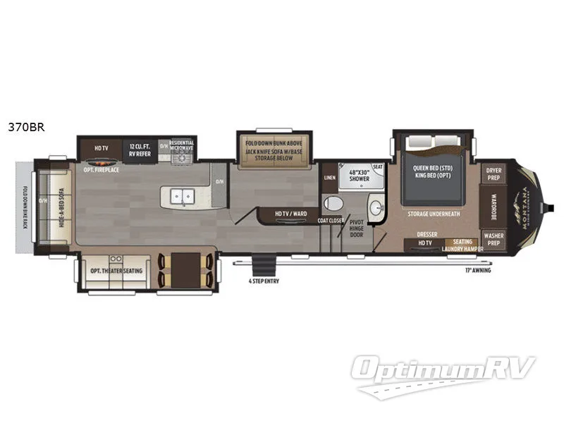 2017 Keystone Montana High Country 370BR Floorplan Photo