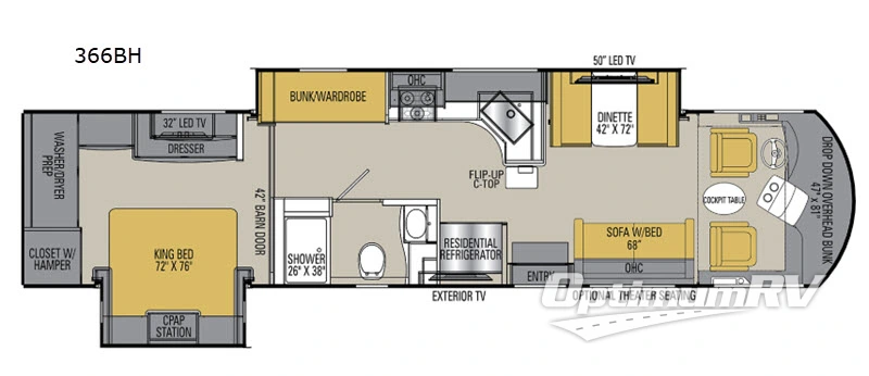 2019 Coachmen Sportscoach SRS RD 366BH Floorplan Photo