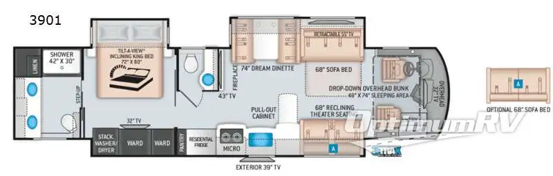 2021 Thor Aria 3901 RV Floorplan Photo