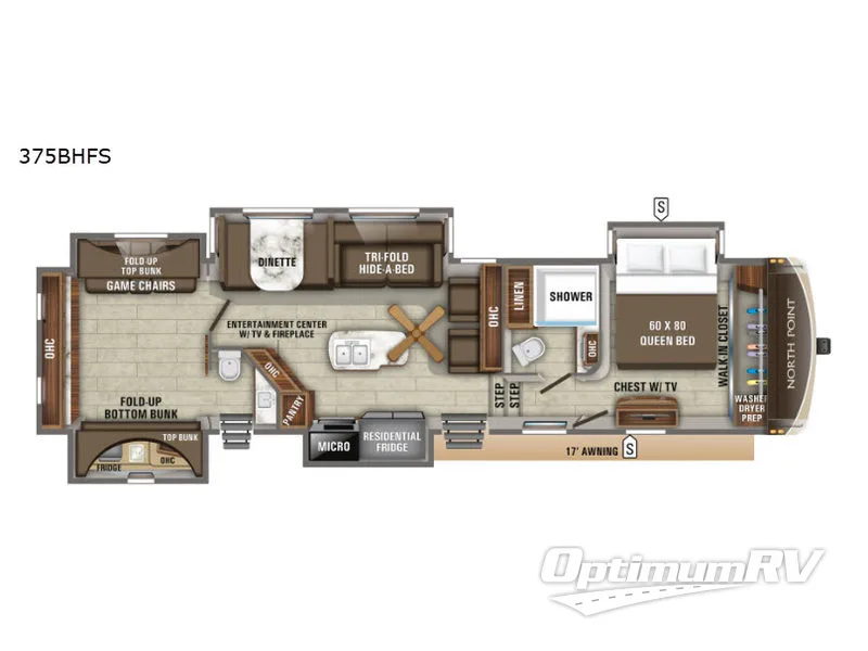 2019 Jayco North Point 375BHFS Floorplan Photo